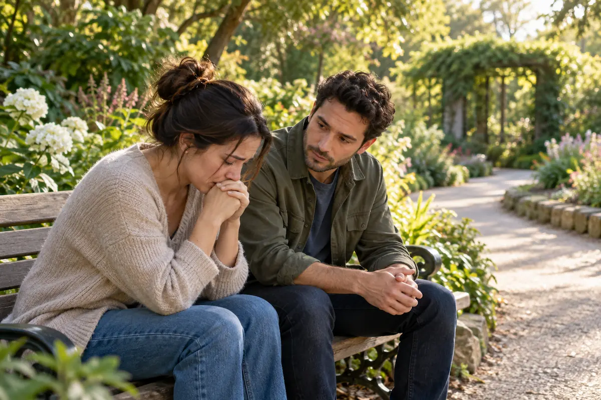 Person receiving support from someone they trust in a garden